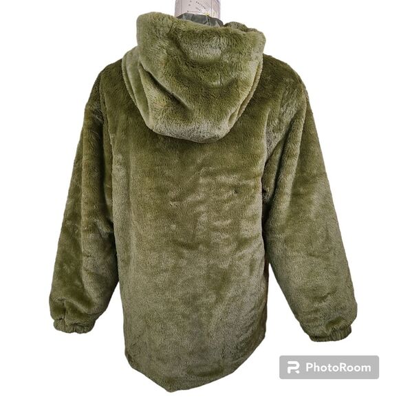 BP Dark Green Plush Oversized Cozy Zip-Up Hooded Jacket NWT Size X-Small-Med - Picture 5 of 13
